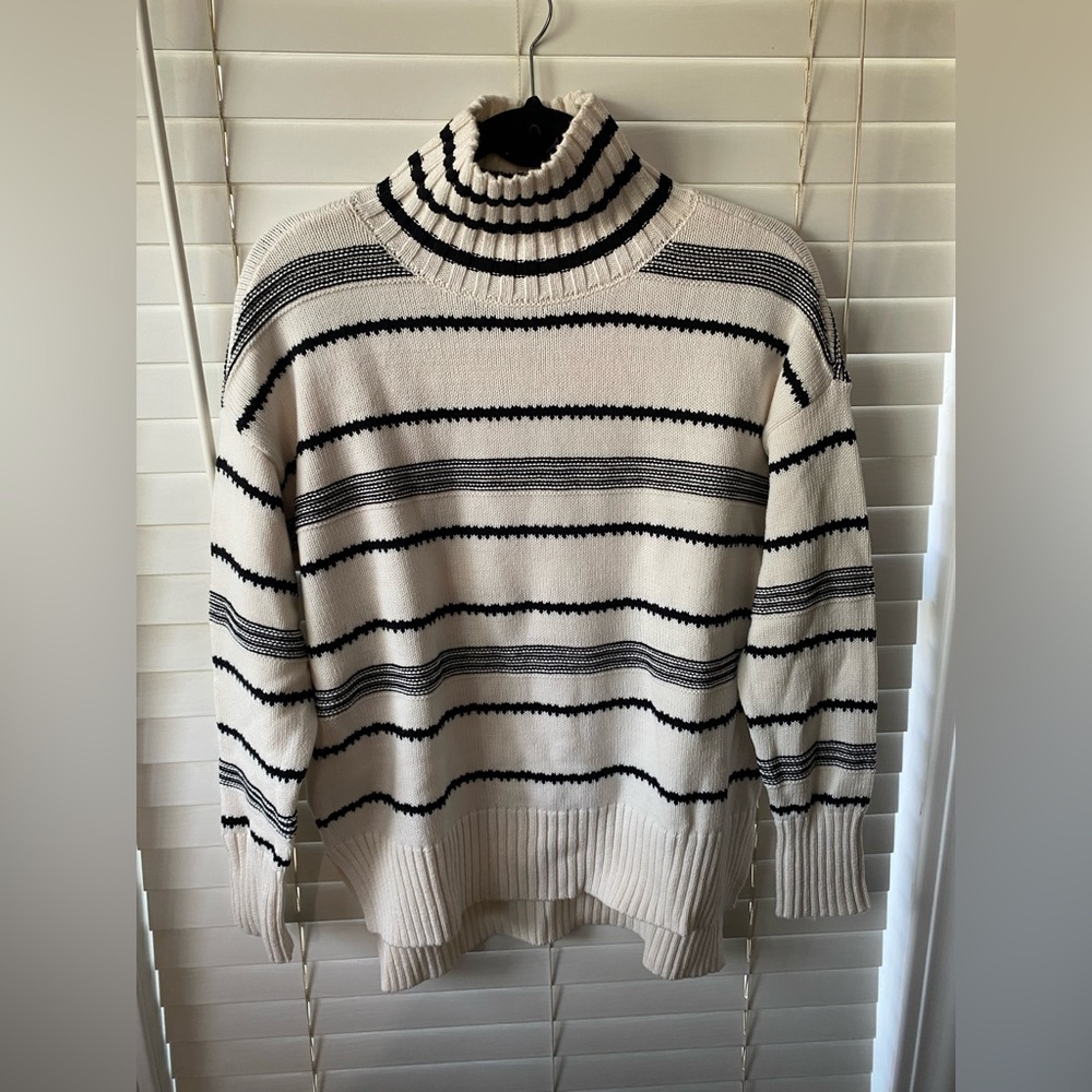 Accepting offers- LOFT Black and White Striped Turtleneck Sweater